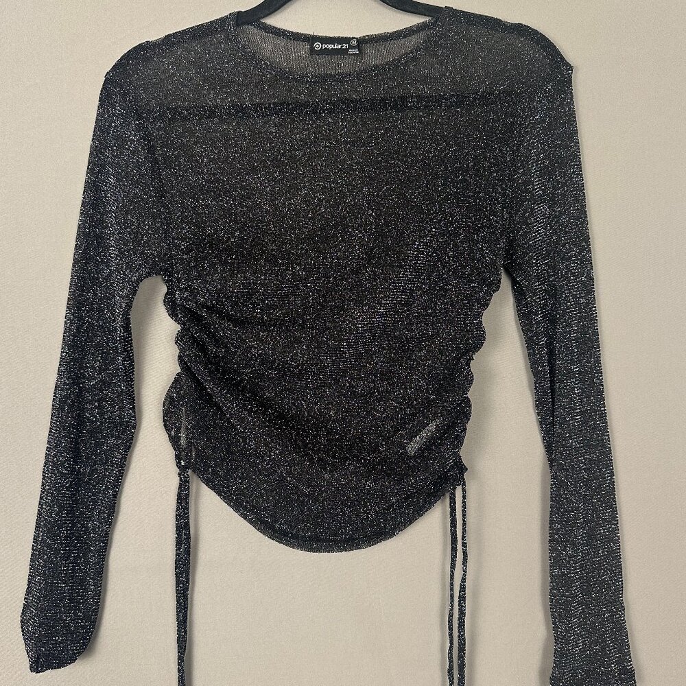 Sheer Sparkle Ruched Top